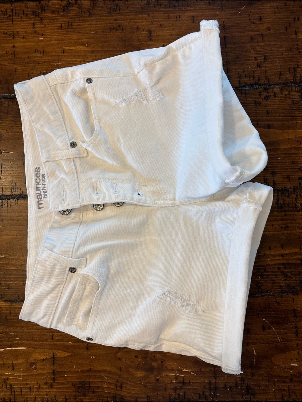Maurices White Denim Button-Fly Women's Shorts